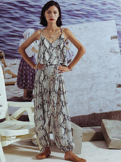 Sleeveless Two-pieces Wide Leg Suits