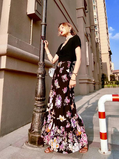 Printed High Waist Bohemia Skirt