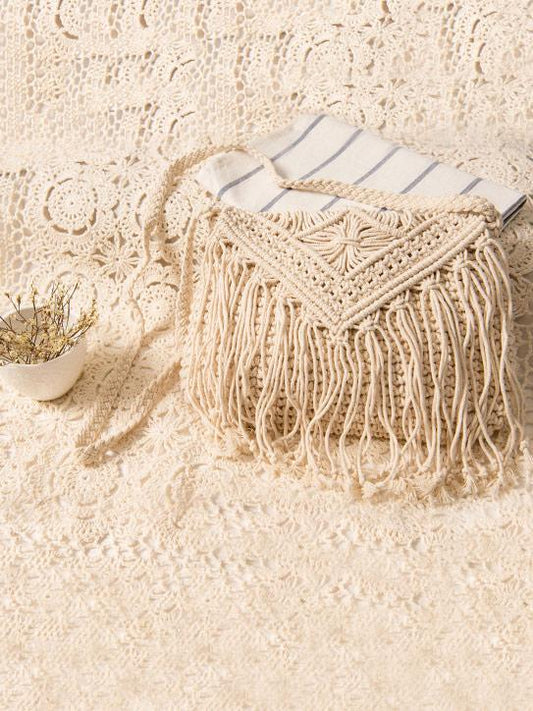 Bohemia Knitted Crossbody Tasseled Bag