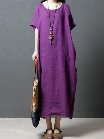 Clean Color Casual Long Dress, Three Colors