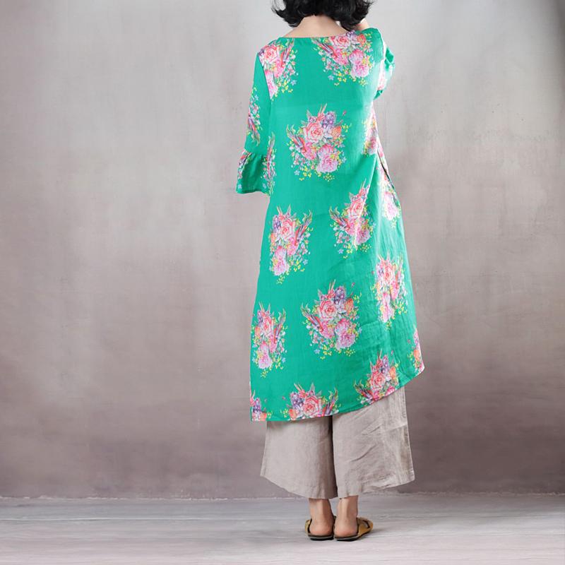 Women Round Neck 1/2 Sleeve Loose Dress