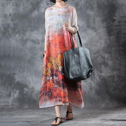 Women Printed Half Sleeve Maxi Dress