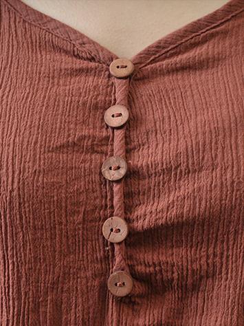 Casual Cotton Fashion Dress in Brick Color