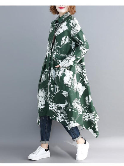 LOOSE CROPPED PRINTED LONG SHIRT