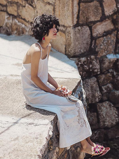 Lace Bandage Backless Maxi Dress