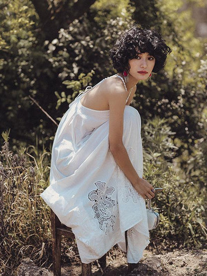 Lace Bandage Backless Maxi Dress