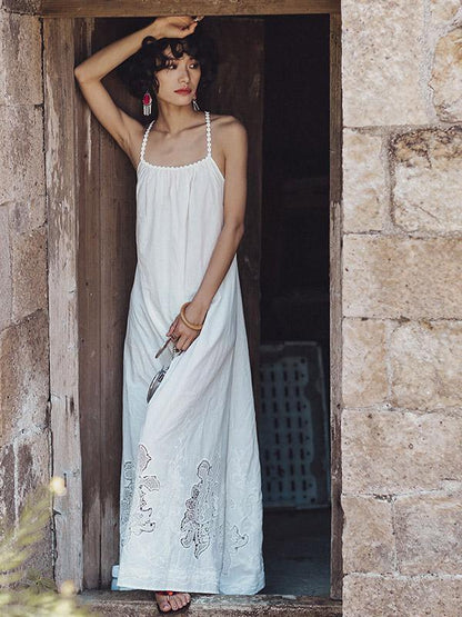 Lace Bandage Backless Maxi Dress