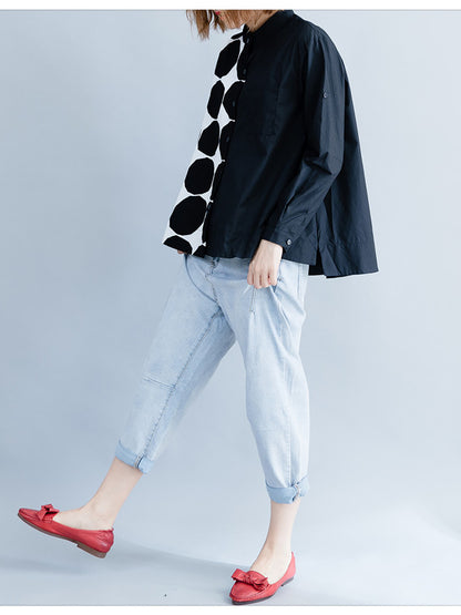 VINTAGE POLKA-DOT CROPPED SHIRT