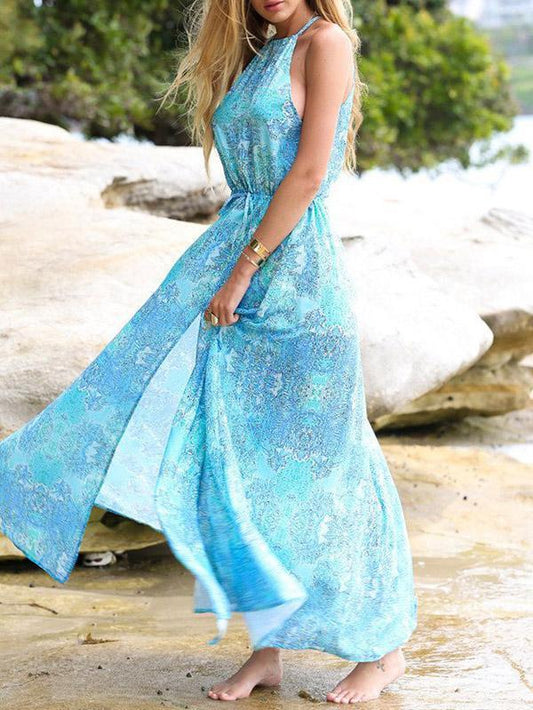 Printed Halterneck Maxi Dresses