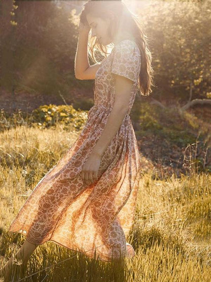 Floral V-neck Bohemia Maxi Dress