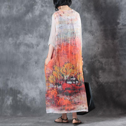 Women Printed Half Sleeve Maxi Dress