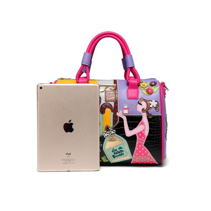 Creative Boston bag cartoon embroidery stitching bucket bag