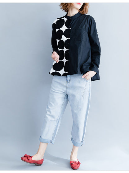 VINTAGE POLKA-DOT CROPPED SHIRT