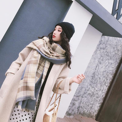 Tassel Plaid Casual Warm Comfortable Scarf