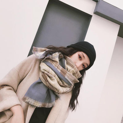 Tassel Plaid Casual Warm Comfortable Scarf