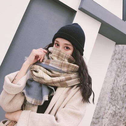 Tassel Plaid Casual Warm Comfortable Scarf