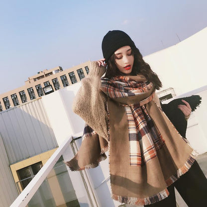 Tassel Plaid Casual Warm Comfortable Scarf