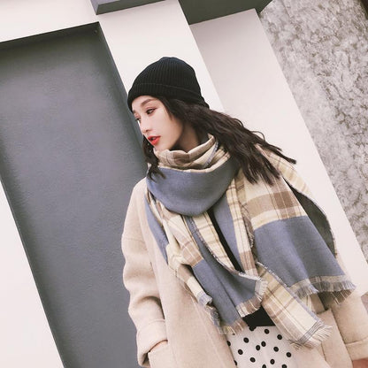 Tassel Plaid Casual Warm Comfortable Scarf