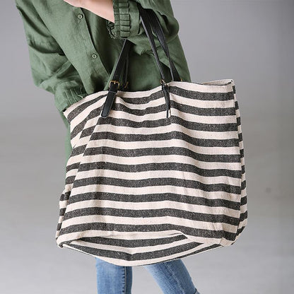 Thick Stripes Casual Canvas Female Handbag