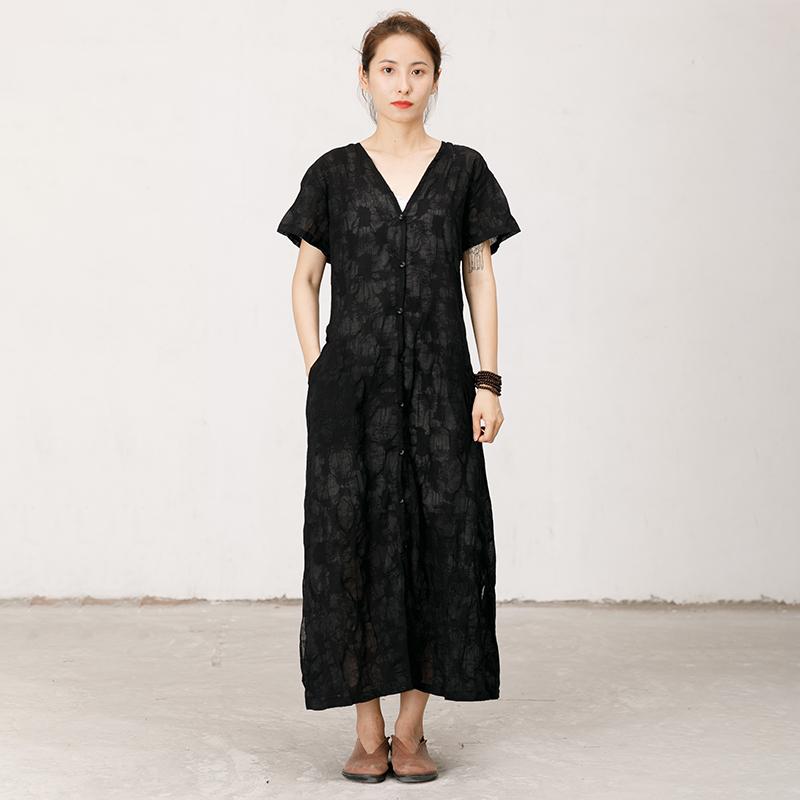 Thin And Light Split Hem Black Dress