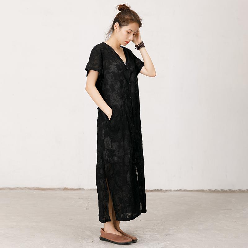 Thin And Light Split Hem Black Dress