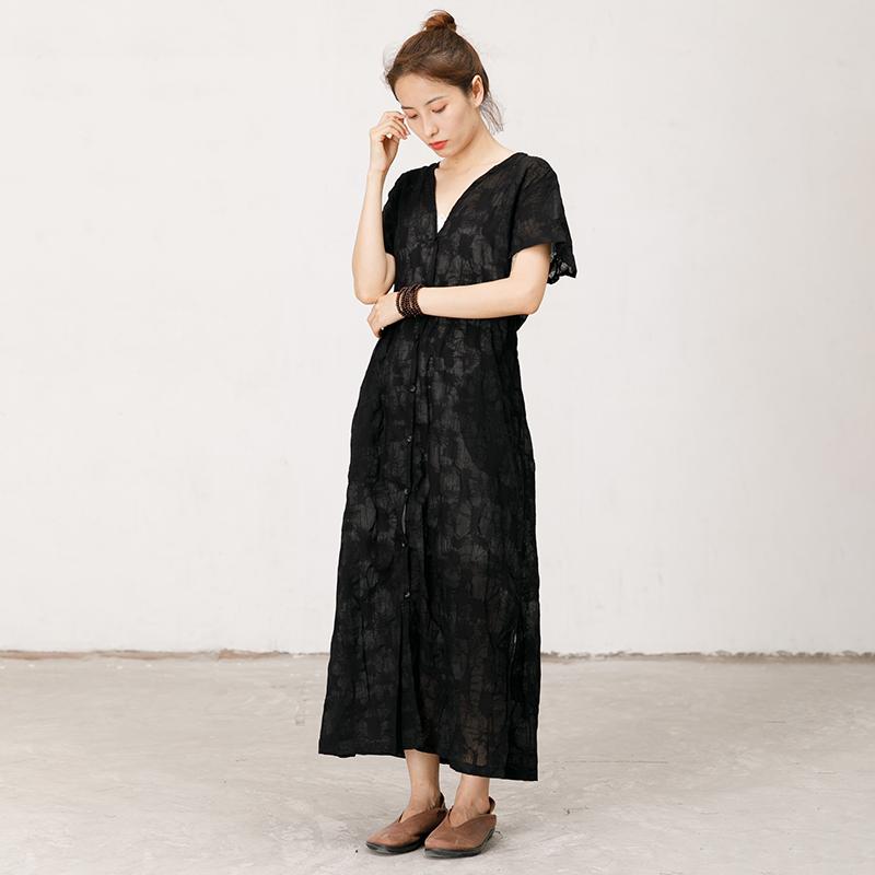 Thin And Light Split Hem Black Dress