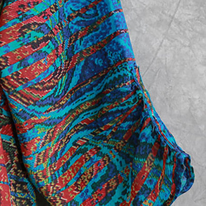 Three Quarter Sleeve Bohemian Printed Dress