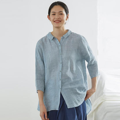 Three Quarter Sleeve Casual Plus Size Shirt