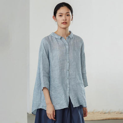 Three Quarter Sleeve Casual Plus Size Shirt