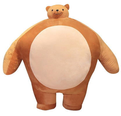 Tiny Head Teddy Bear Pillow Stuffed Small Head Big Muscle Body Raccoon Frog Elephant Boyfriend Hug Pillow Chair Cushion Birthday