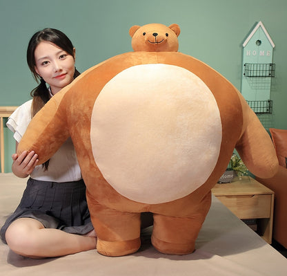Tiny Head Teddy Bear Pillow Stuffed Small Head Big Muscle Body Raccoon Frog Elephant Boyfriend Hug Pillow Chair Cushion Birthday