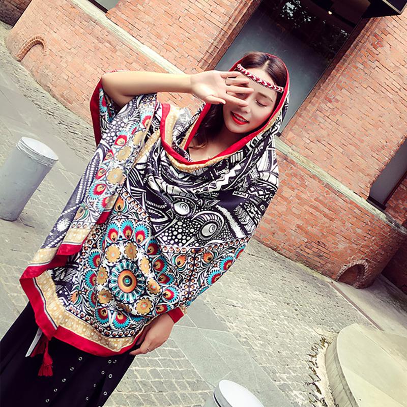 Totem Print Tassel Casual Scarf Shawl