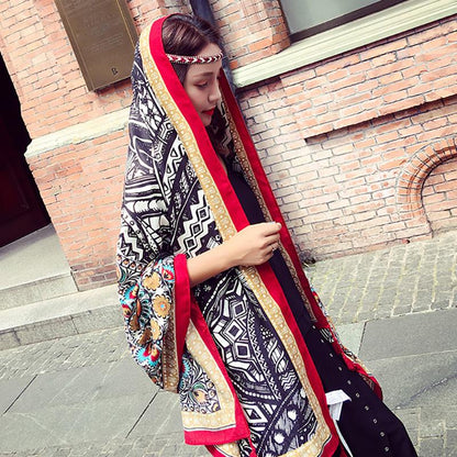 Totem Print Tassel Casual Scarf Shawl
