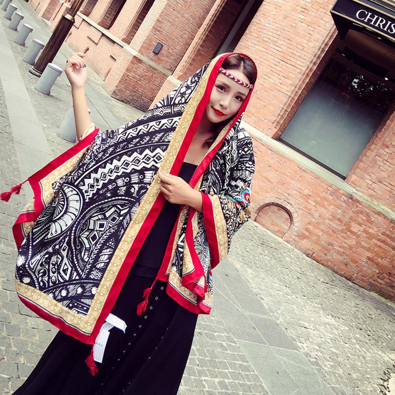 Totem Print Tassel Casual Scarf Shawl