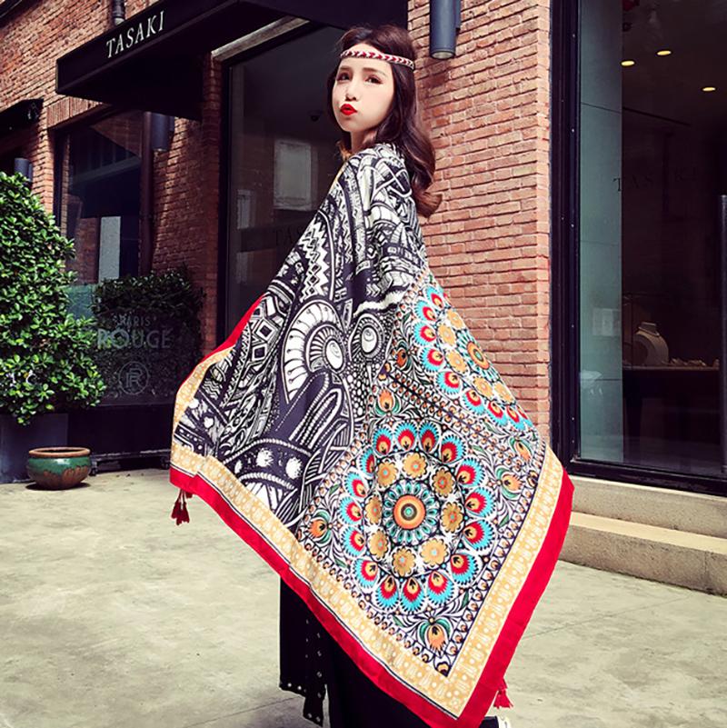 Totem Print Tassel Casual Scarf Shawl
