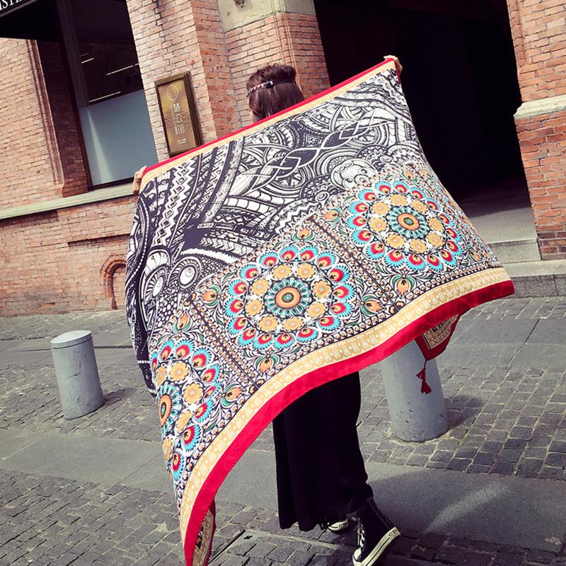 Totem Print Tassel Casual Scarf Shawl