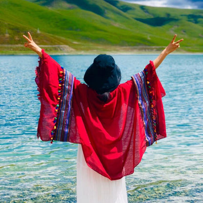 Travel Beach Printed Tassel Sunscreen Shawl