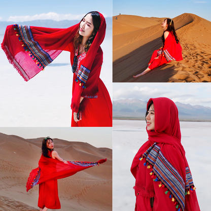 Travel Beach Printed Tassel Sunscreen Shawl