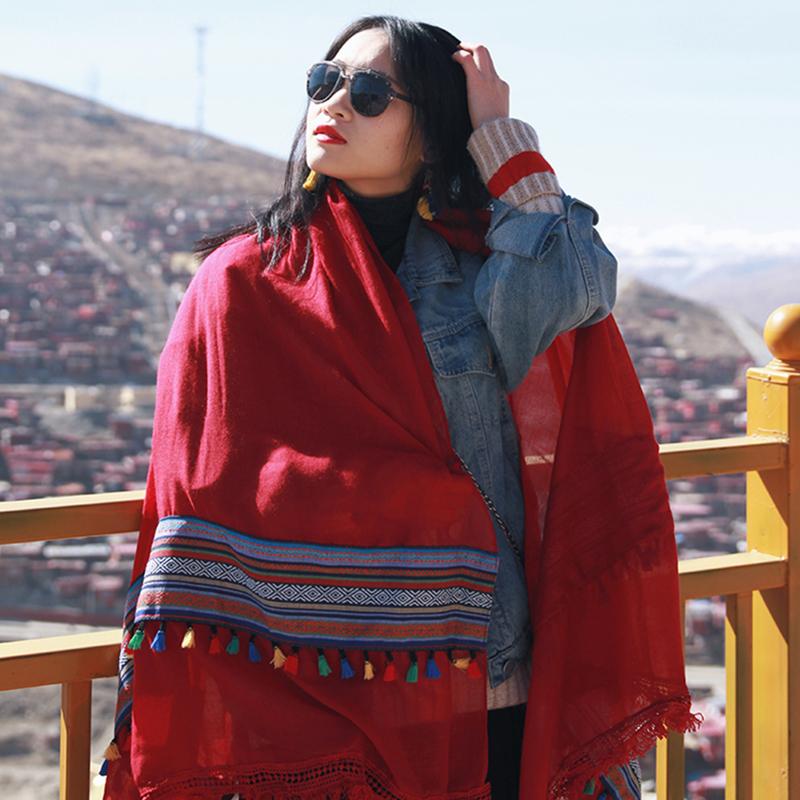 Travel Beach Printed Tassel Sunscreen Shawl