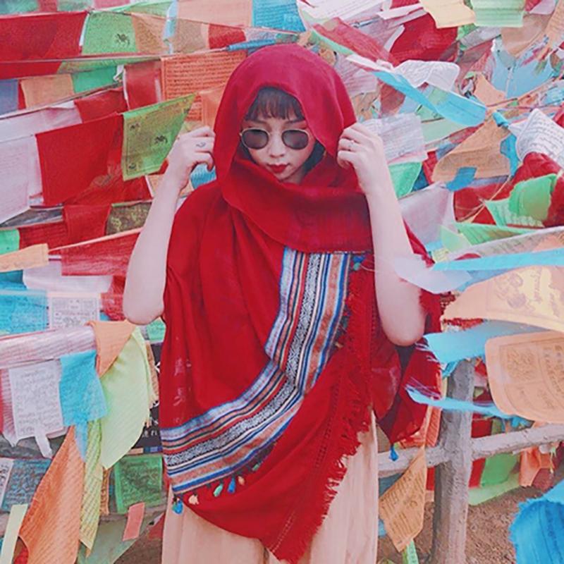 Travel Beach Printed Tassel Sunscreen Shawl