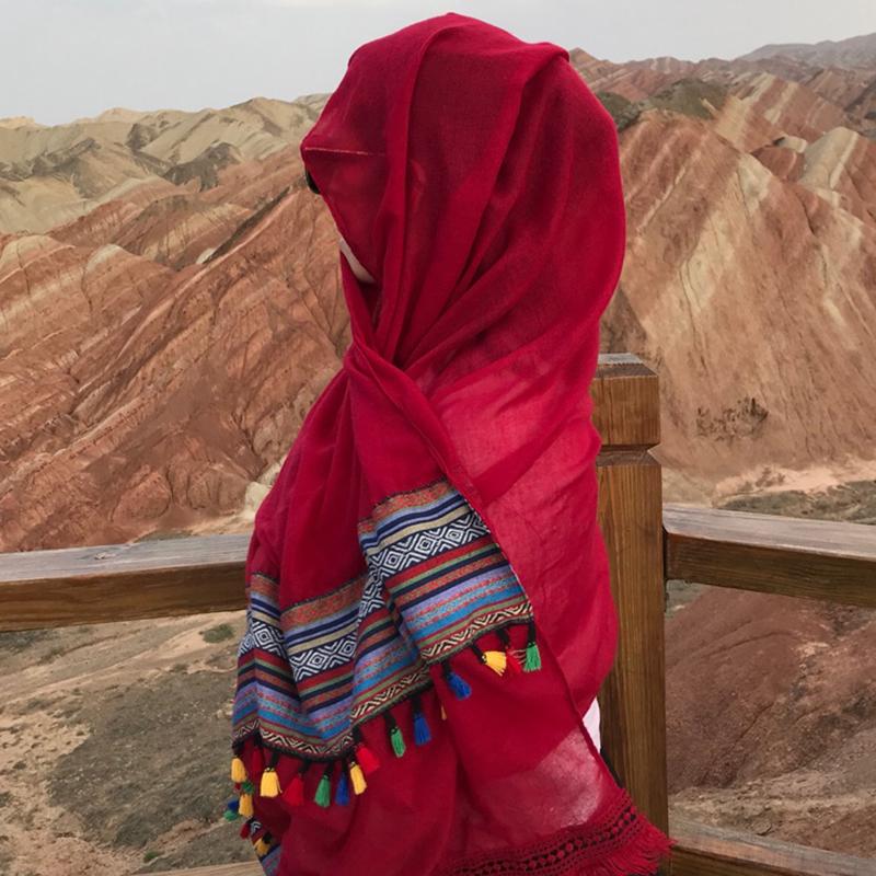 Travel Beach Printed Tassel Sunscreen Shawl