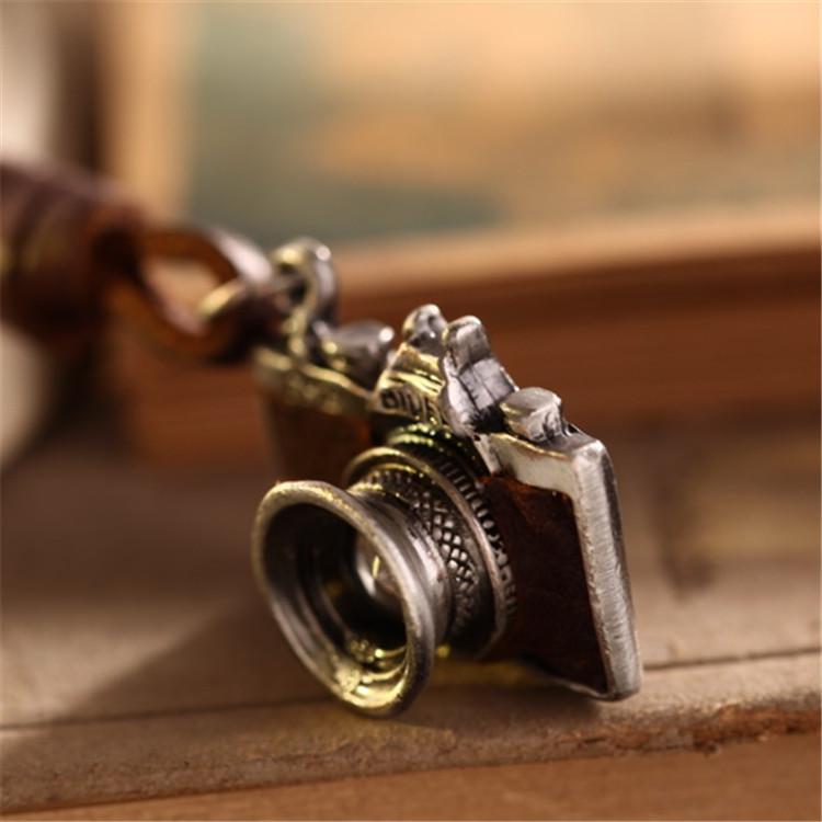 Trendy Cowhide Rope Alloy Camera Pendant Necklace