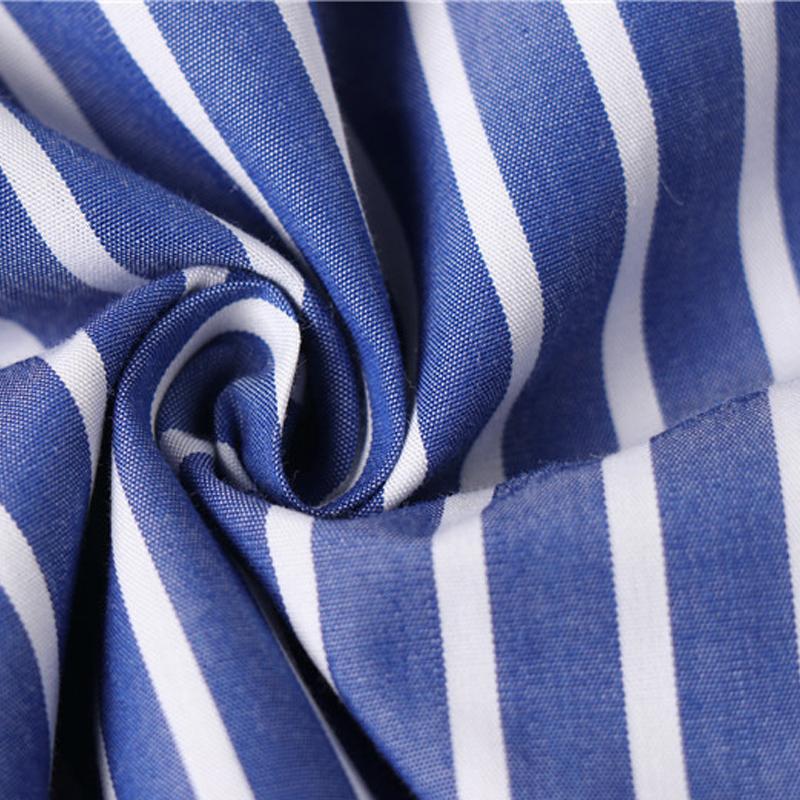 Turn-Down Collar Fashion Retro Striped Dress