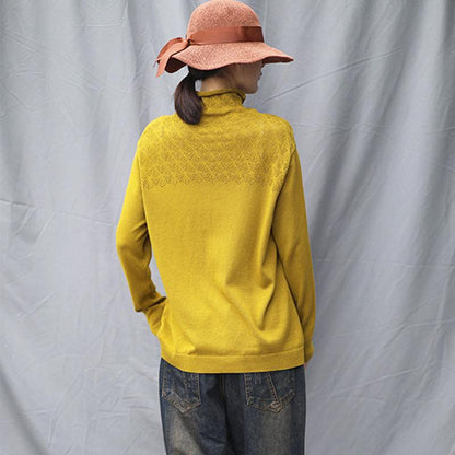 Turtleneck Hollow Out Casual Stretch Sweater