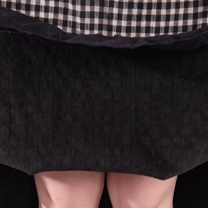 Turtleneck Plaid Lace Spliced Loose Dress