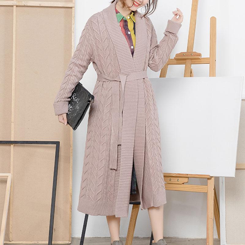 Twist Long Female Solid Cotton Cardigan