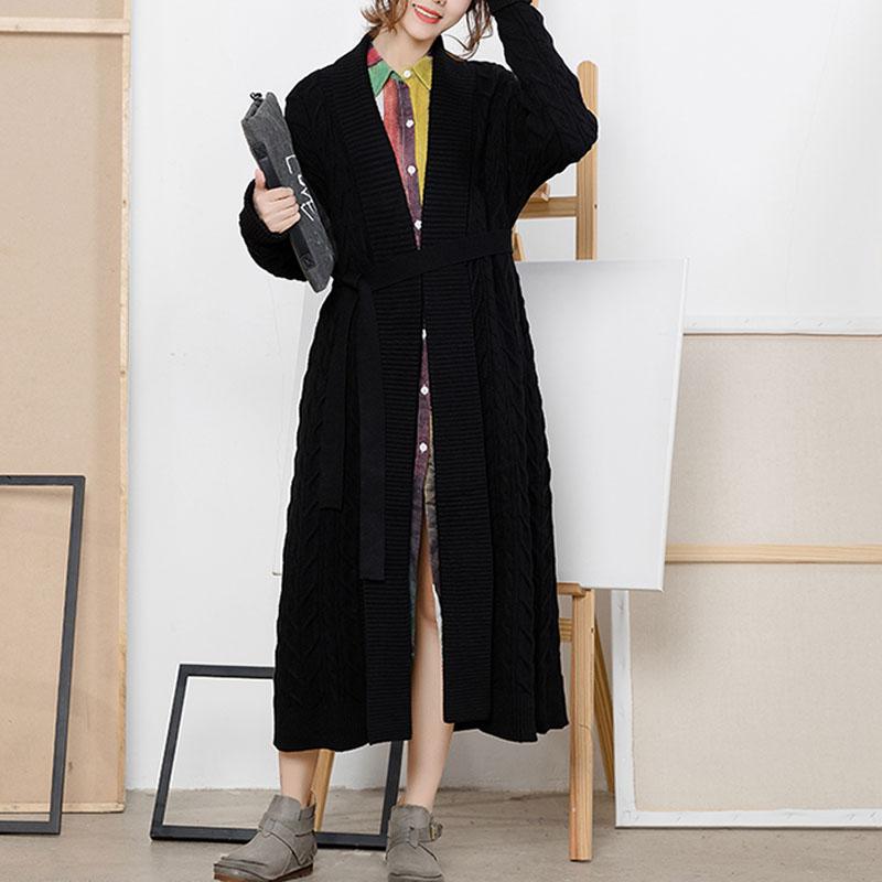 Twist Long Female Solid Cotton Cardigan