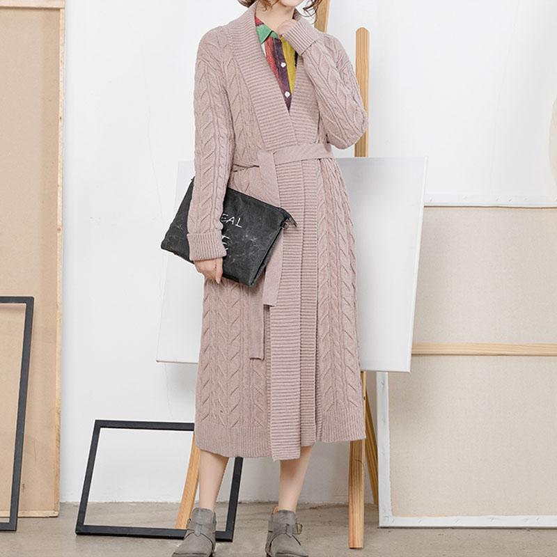 Twist Long Female Solid Cotton Cardigan