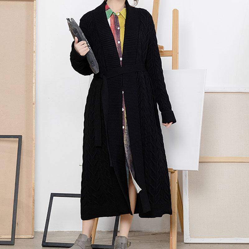 Twist Long Female Solid Cotton Cardigan