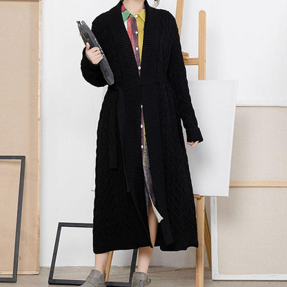 Twist Long Female Solid Cotton Cardigan